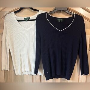 Ralph Lauren sweaters | size medium | navy and white | like new